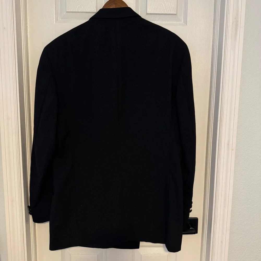 Neil Allyn Mens Black 100% Pure Wool Double Breasted Tuxedo Jacket 46L